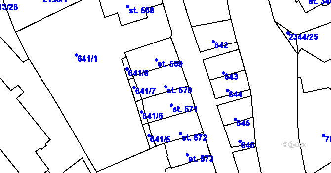 Parcela st. 570 v KÚ Litomyšl, Katastrální mapa