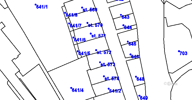Parcela st. 572 v KÚ Litomyšl, Katastrální mapa