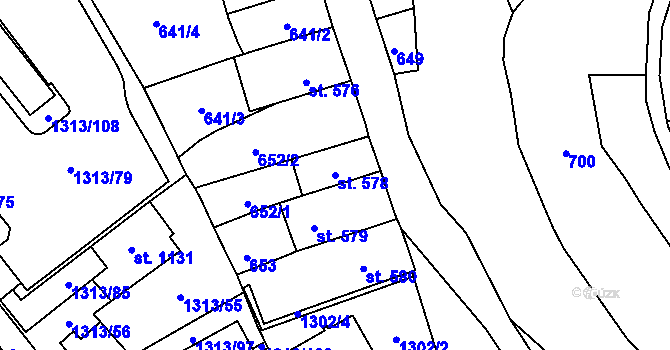 Parcela st. 578 v KÚ Litomyšl, Katastrální mapa