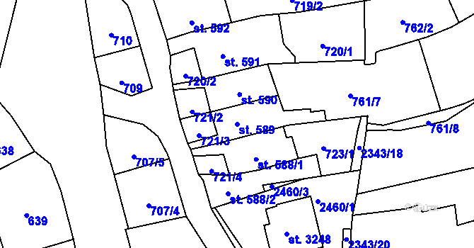 Parcela st. 589 v KÚ Litomyšl, Katastrální mapa