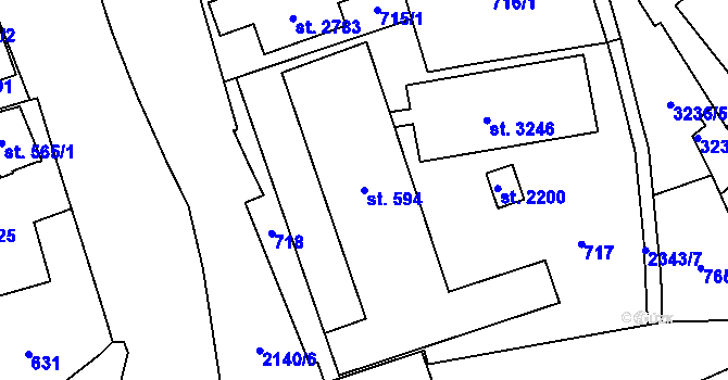 Parcela st. 594 v KÚ Litomyšl, Katastrální mapa