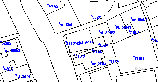 Parcela st. 595/1 v KÚ Litomyšl, Katastrální mapa