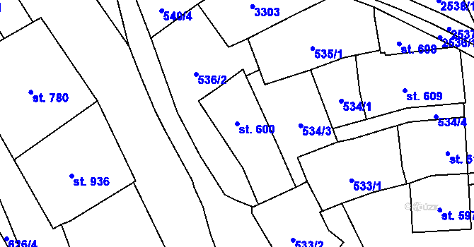 Parcela st. 600 v KÚ Litomyšl, Katastrální mapa