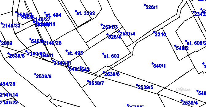 Parcela st. 603 v KÚ Litomyšl, Katastrální mapa