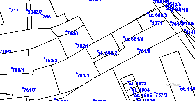 Parcela st. 651/2 v KÚ Litomyšl, Katastrální mapa