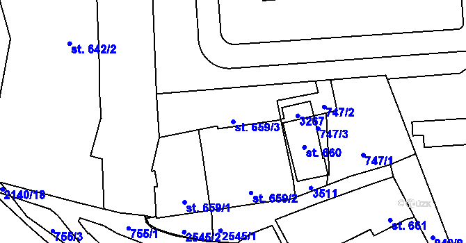 Parcela st. 659/3 v KÚ Litomyšl, Katastrální mapa
