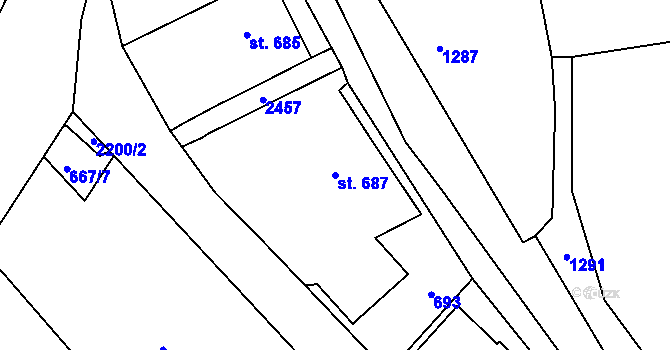 Parcela st. 687 v KÚ Litomyšl, Katastrální mapa