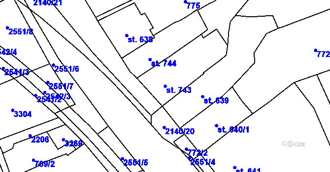 Parcela st. 743 v KÚ Litomyšl, Katastrální mapa