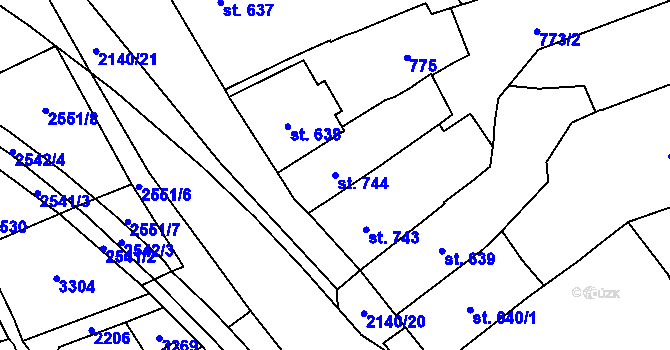 Parcela st. 744 v KÚ Litomyšl, Katastrální mapa