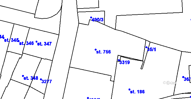 Parcela st. 756 v KÚ Litomyšl, Katastrální mapa