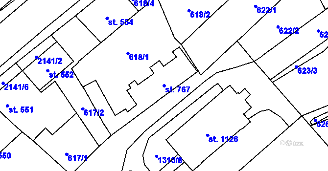 Parcela st. 767 v KÚ Litomyšl, Katastrální mapa