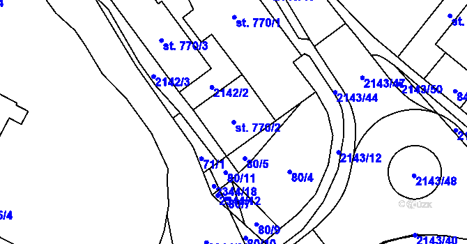 Parcela st. 770/2 v KÚ Litomyšl, Katastrální mapa