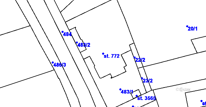Parcela st. 772 v KÚ Litomyšl, Katastrální mapa