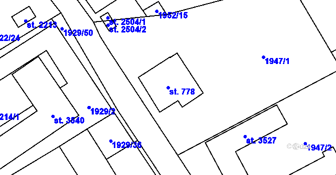 Parcela st. 778 v KÚ Litomyšl, Katastrální mapa