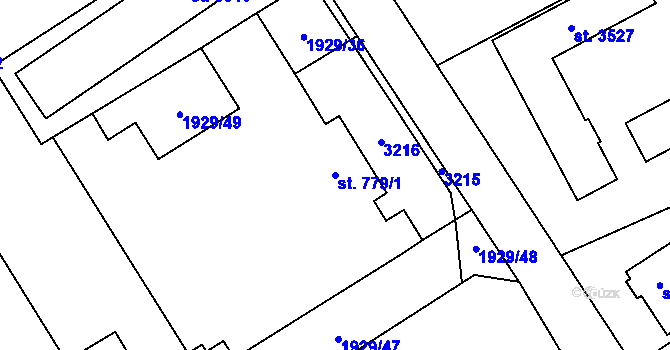 Parcela st. 779/1 v KÚ Litomyšl, Katastrální mapa