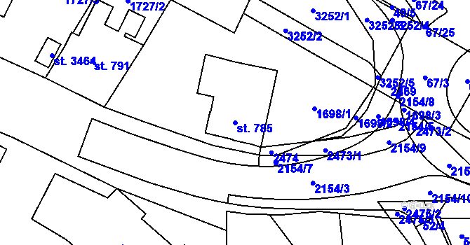 Parcela st. 785 v KÚ Litomyšl, Katastrální mapa