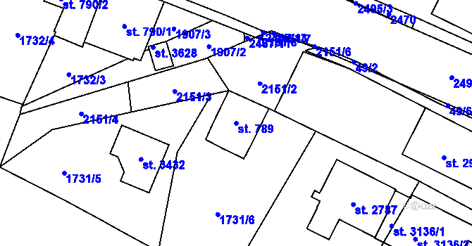Parcela st. 789 v KÚ Litomyšl, Katastrální mapa