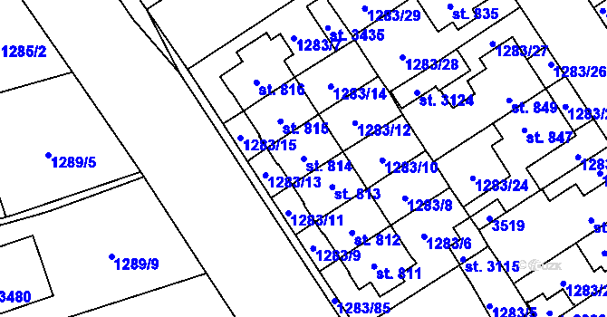 Parcela st. 814 v KÚ Litomyšl, Katastrální mapa