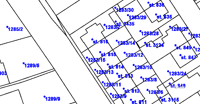 Parcela st. 815 v KÚ Litomyšl, Katastrální mapa