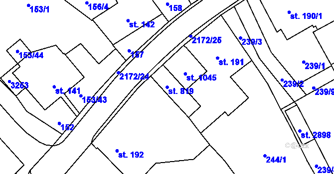 Parcela st. 819 v KÚ Litomyšl, Katastrální mapa