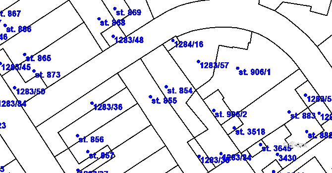 Parcela st. 854 v KÚ Litomyšl, Katastrální mapa