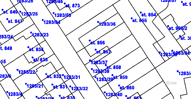 Parcela st. 857 v KÚ Litomyšl, Katastrální mapa