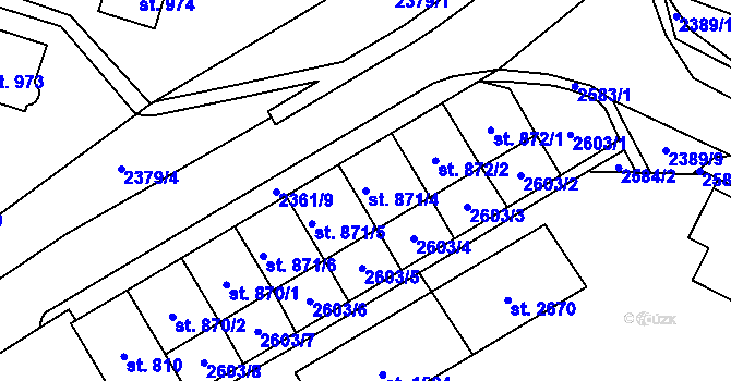 Parcela st. 871/4 v KÚ Litomyšl, Katastrální mapa