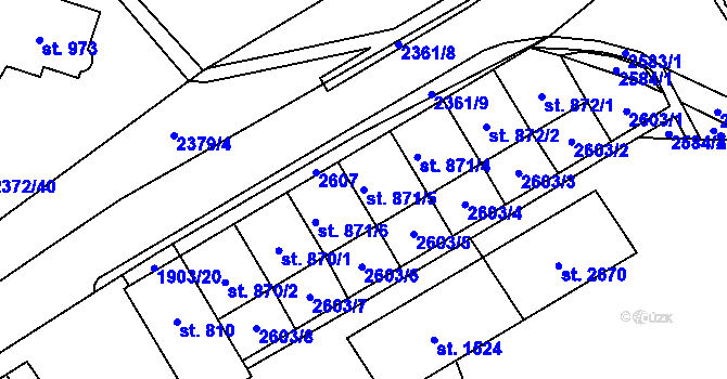 Parcela st. 871/5 v KÚ Litomyšl, Katastrální mapa