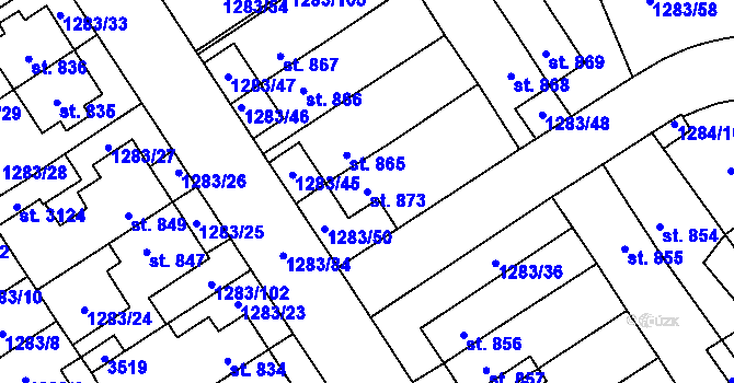 Parcela st. 873 v KÚ Litomyšl, Katastrální mapa