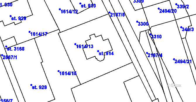 Parcela st. 914 v KÚ Litomyšl, Katastrální mapa