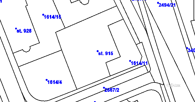 Parcela st. 915 v KÚ Litomyšl, Katastrální mapa