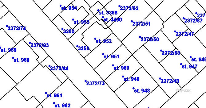 Parcela st. 951 v KÚ Litomyšl, Katastrální mapa