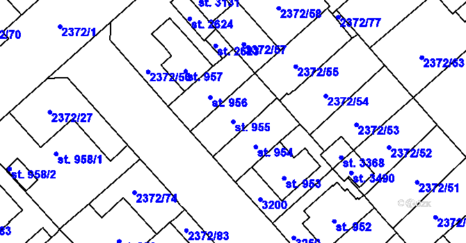 Parcela st. 955 v KÚ Litomyšl, Katastrální mapa