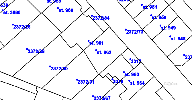 Parcela st. 962 v KÚ Litomyšl, Katastrální mapa