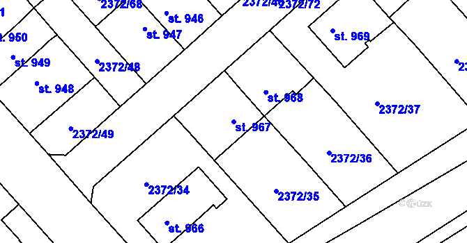 Parcela st. 967 v KÚ Litomyšl, Katastrální mapa