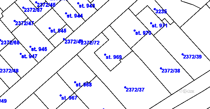 Parcela st. 969 v KÚ Litomyšl, Katastrální mapa