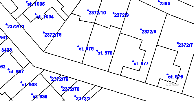 Parcela st. 978 v KÚ Litomyšl, Katastrální mapa