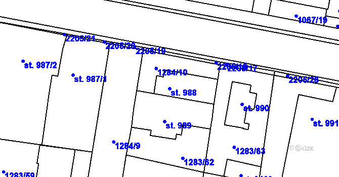 Parcela st. 988 v KÚ Litomyšl, Katastrální mapa