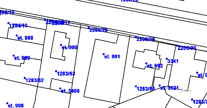 Parcela st. 991 v KÚ Litomyšl, Katastrální mapa