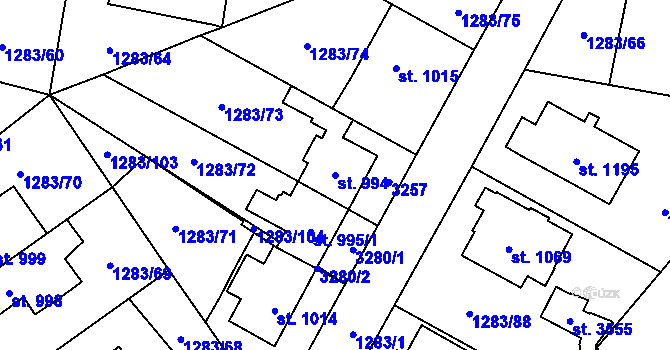 Parcela st. 994 v KÚ Litomyšl, Katastrální mapa