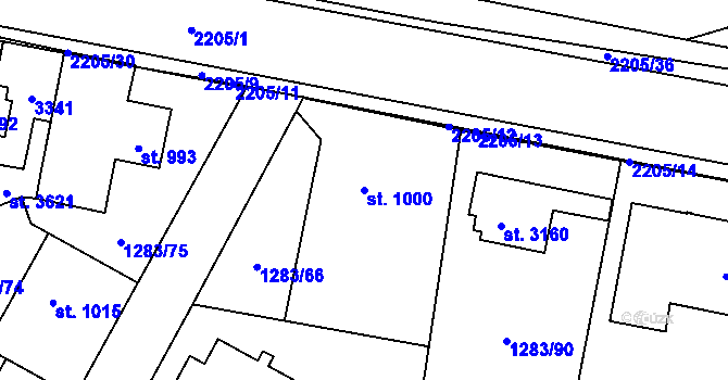 Parcela st. 1000 v KÚ Litomyšl, Katastrální mapa