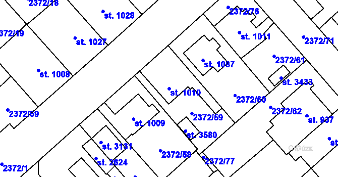 Parcela st. 1010 v KÚ Litomyšl, Katastrální mapa