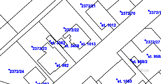Parcela st. 1013 v KÚ Litomyšl, Katastrální mapa