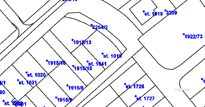 Parcela st. 1019 v KÚ Litomyšl, Katastrální mapa