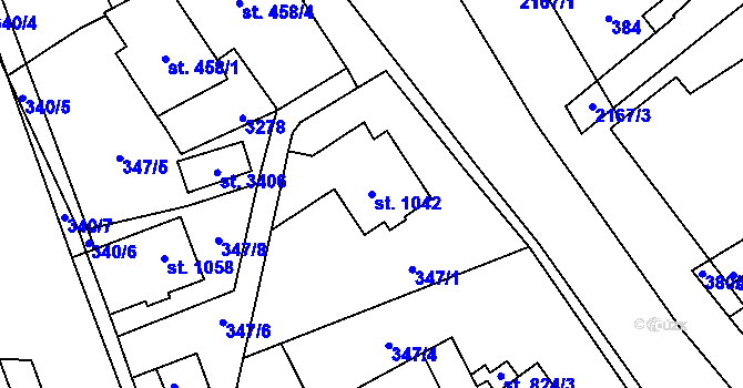 Parcela st. 1042 v KÚ Litomyšl, Katastrální mapa