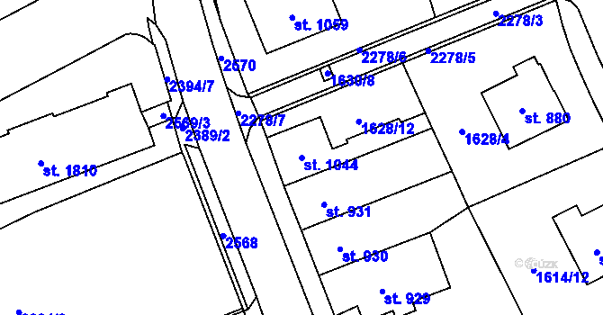 Parcela st. 1044 v KÚ Litomyšl, Katastrální mapa
