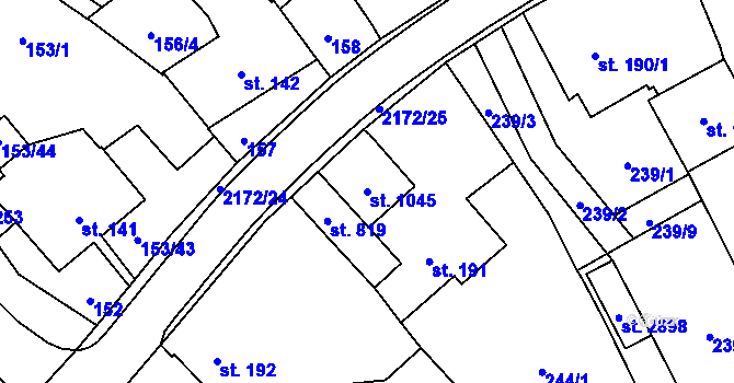 Parcela st. 1045 v KÚ Litomyšl, Katastrální mapa