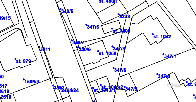 Parcela st. 1058 v KÚ Litomyšl, Katastrální mapa