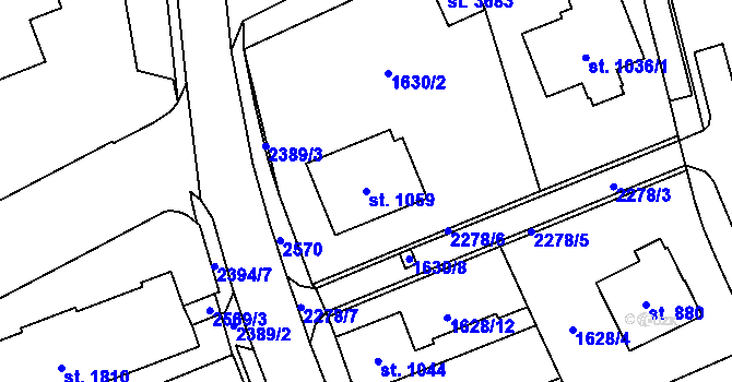 Parcela st. 1059 v KÚ Litomyšl, Katastrální mapa