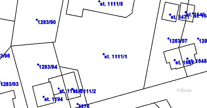 Parcela st. 1111/1 v KÚ Litomyšl, Katastrální mapa
